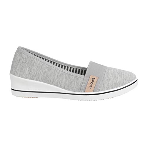 Elara Bailarina Mujer Tacón Cuña Deportivo Slipper Chunkyrayan Gris Claro 483-Y Lt.Grey-40