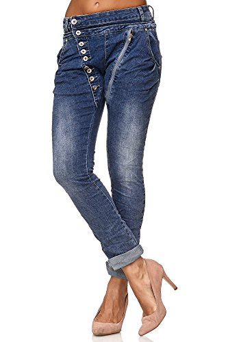 Elara Jeans para Mujer Boyfriend Baggy Botones Chunkyrayan Azul Oscuro C613MK/H-F Dk.Blue 38/M Elara Jeans para Mujer Boyfriend Baggy Botones Chunkyrayan Azul Oscuro C613MK/H-F Dk.Blue 38/M
