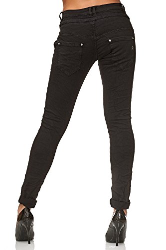 Elara Jeans para Mujer Boyfriend Baggy Botones Chunkyrayan Negro C613K-15/F15 Black 48/4XL