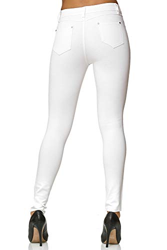 Elara Pantalones Elásticos de Mujer Skinny Fit Jegging Chunkyrayan Blanco H86-9 White 40 (L)