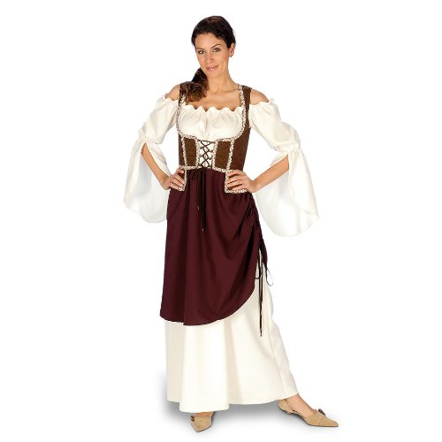 Elbenwald Maid Mujer casera Mercado de Las Damas Traje Medieval Viste con el corpiño y Sobrefalda, Vestuario - 44/46