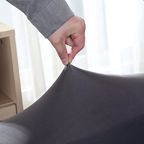 ele ELEOPTION Fundas de Sofá, Fundas de Sofá Elásticas Protectores de Funda de Sofá de Poliéster Funda para Silla de Forma Suave y Antideslizante, Gris, 4 Plaza (Longitud de Sofá 220-300cm)