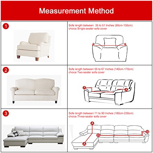 ele ELEOPTION Fundas de Sofá, Fundas de Sofá Elásticas Protectores de Funda de Sofá de Poliéster Funda para Silla de Forma Suave y Antideslizante, Gris, 4 Plaza (Longitud de Sofá 220-300cm)