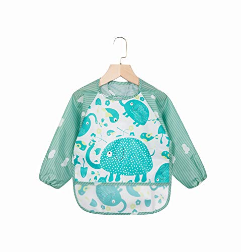 ElecMotive 3 pcs Babero con Mangas Impermeable Babero de Manga larga Niños Niñas 6-36 Meses