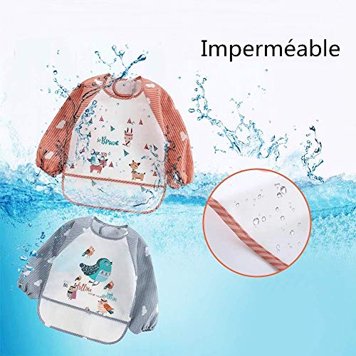 ElecMotive 3 Piezas Babero con Mangas EVA Impermeable Babero de Manga larga Niños Niñas 6-36 Meses ElecMotive 3 Piezas Babero con Mangas EVA Impermeable Babero de Manga larga Niños Niñas 6-36 Meses