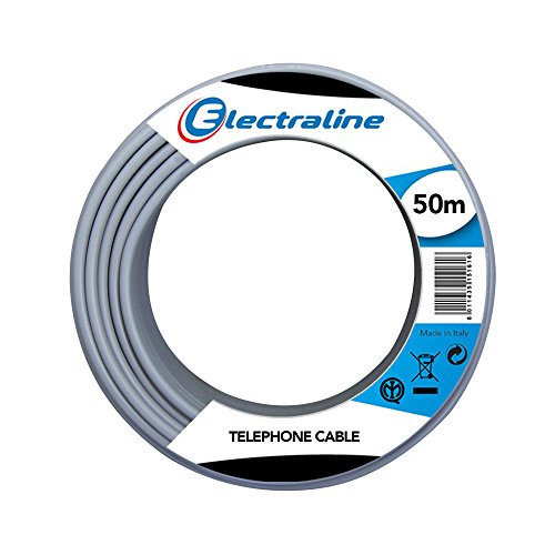 Electraline 14002 Cable de teléfono/interfono, 1 par y conexión a tierra, longitud 50 m, gris