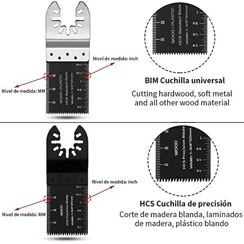 electrapick 26 Piezas Accesorios para Herramientas Oscilantes Multifunción Hojas de Sierra Bosch Dewalt Makita para Corte de metal/madera/plástico con 2 separadoras