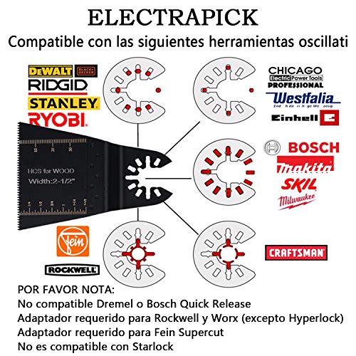 electrapick 26 Piezas Accesorios para Herramientas Oscilantes Multifunción Hojas de Sierra Bosch Dewalt Makita para Corte de metal/madera/plástico con 2 separadoras