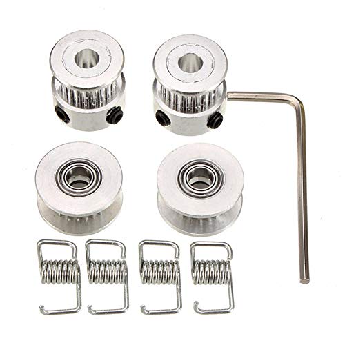 Electrely Correa Dentada GT2 de 5M + 2Pcs 5mm 20 Dientes Rueda de Polea de Sincronización + 2Pcs Ocioso + 4Pcs Muelle de Torsión + L-Shaped Hexagonal Llave Inglesa para Impresora 3D RepRap Electrely Correa Dentada GT2 de 5M + 2Pcs 5mm 20 Dientes Rueda de Polea de Sincronización + 2Pcs Ocioso + 4Pcs Muelle de Torsión + L-Shaped Hexagonal Llave Inglesa para Impresora 3D RepRap