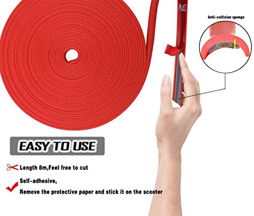 Eléctrico Scooter Tiras Decorativas,Tira Anticolisión Strip,Tira Anticolisión del Cuerpo de Vespa para Las Piezas Eléctricas de Vespa del Coche del patín de Xiaomi Mijia M365 (rojo)