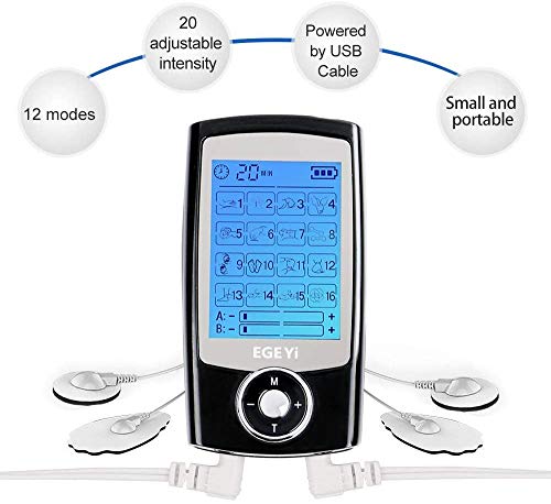 Electroestimulador digital, para aliviar el dolor muscular y el fortalecimiento muscular, masaje, EMS, TENS, pantalla LCD azul,8 electrodos autoadhesivos, 16 Programas de masaje Electroestimulador digital, para aliviar el dolor muscular y el fortalecimiento muscular, masaje, EMS, TENS, pantalla LCD azul,8 electrodos autoadhesivos, 16 Programas de masaje