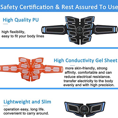 Electroestimulador Muscular Abdominales, EMS Estimulador Muscular Abdominales Cinturón, ABS Trainer Muscular USB Recargable para Bdomen/Brazo/Piernas/Glúteos,Almohadillas de Gel 16pcs Electroestimulador Muscular Abdominales, EMS Estimulador Muscular Abdominales Cinturón, ABS Trainer Muscular USB Recargable para Bdomen/Brazo/Piernas/Glúteos,Almohadillas de Gel 16pcs