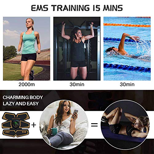 Electroestimulador Muscular, EMS Estimulador Muscular Abdominales con USB Recargable para Abdomen/Brazo/Piernas/Glúteos