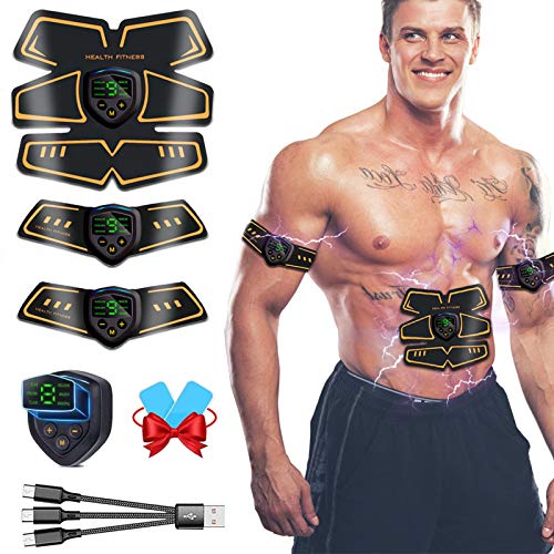 Electroestimulador Muscular, EMS Estimulador Muscular Abdominales con USB Recargable para Abdomen/Brazo/Piernas/Glúteos