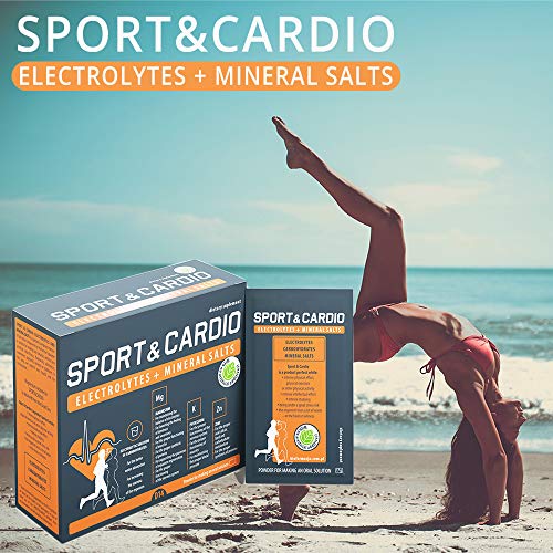 ELECTROLITOS DEPORTIVOS Y CARDIO + SPORT 100% Minerales naturales del mar muerto, Citrato de magnesio 350mg, Citrato de zinc 10mg, Citrato de potasio 350mg, Citrato de sodio 57mg