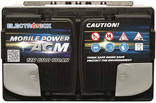 Electronicx Bateria Solar Coche AGM 100Ah 12V Bateria de Arranque de Gel MOBILE EDITION Caravana Autocaravana Camper Barco ideal para Interiores Car Battery Ciclo Profundo Resistente a las Vibraciones Electronicx Bateria Solar Coche AGM 100Ah 12V Bateria de Arranque de Gel MOBILE EDITION Caravana Autocaravana Camper Barco ideal para Interiores Car Battery Ciclo Profundo Resistente a las Vibraciones