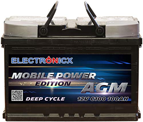 Electronicx Bateria Solar Coche AGM 100Ah 12V Bateria de Arranque de Gel MOBILE EDITION Caravana Autocaravana Camper Barco ideal para Interiores Car Battery Ciclo Profundo Resistente a las Vibraciones Electronicx Bateria Solar Coche AGM 100Ah 12V Bateria de Arranque de Gel MOBILE EDITION Caravana Autocaravana Camper Barco ideal para Interiores Car Battery Ciclo Profundo Resistente a las Vibraciones