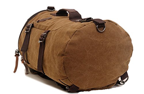 Elegante mochila de gran capacidad para hombre, hecha de lona, estilo retro, ideal para ir de viaje, de acampada o al gimnasio, color Cardboard Brown, tamaño 27 L X 46 W X 27 H centimeters