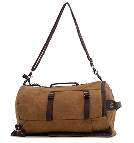 Elegante mochila de gran capacidad para hombre, hecha de lona, estilo retro, ideal para ir de viaje, de acampada o al gimnasio, color Cardboard Brown, tamaño 27 L X 46 W X 27 H centimeters