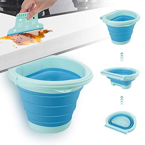 Eleganted Cubos de Basura Plegable Bote de Basura Colgante Basurero Plegable Basura Extraible para la Cocina, Dormitorio y Coche, 4L, Azul