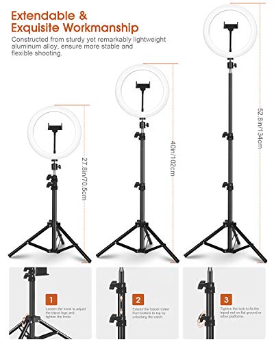 ELEGIANT Anillo de Luz Trípode LED 10.2", Aro de Luz con Trípode Soporte 1.34 m para Tableta/Móvil con Control Remoto Bluetooth, 3 Modos Luz + 10 Niveles Brillo para Tiktok Live Selfie Volg Youtube