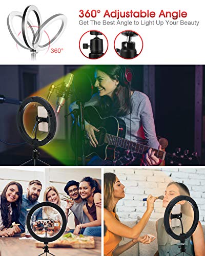 ELEGIANT Aro de Luz Trípode LED, Anillo de Luz 26 Colores RGB de 10.2" 3 Modos de iluminación, Brillo Ajustable con Control Remoto Inalámbrico para Selfie Fotografía Youtube Maquillaje para Móvil ELEGIANT Aro de Luz Trípode LED, Anillo de Luz 26 Colores RGB de 10.2" 3 Modos de iluminación, Brillo Ajustable con Control Remoto Inalámbrico para Selfie Fotografía Youtube Maquillaje para Móvil