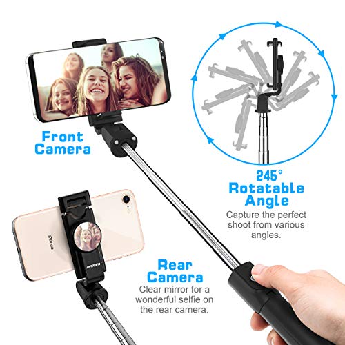 ELEGIANT Palo Selfie Trípode, Selfie Stick Móvil Bluetooth para Viaje, Autofoto Extensible de Control Remoto, Monopié 3 en 1 con Obturador Deportivo, Rotación 360 Grados, Compatible con iOS, Android