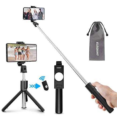 ELEGIANT Palo Selfie Trípode, Selfie Stick Móvil Bluetooth para Viaje, Autofoto Extensible de Control Remoto, Monopié 3 en 1 con Obturador Deportivo, Rotación 360 Grados, Compatible con iOS, Android