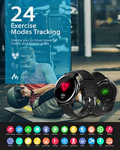 ELEGIANT SmartWatch, 1.3'' Reloj Inteligente IP68 con Pantalla Táctil, Pulsera de Actividad Inteligente Hombre para Deporte, Monitor de Actividades, Podómetro Cronómetro Pulsómetro para iOS Android