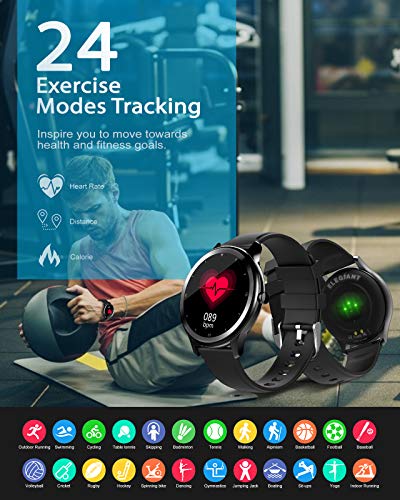 ELEGIANT SmartWatch, 1.3'' Reloj Inteligente IP68 con Pantalla Táctil, Pulsera de Actividad Inteligente Hombre para Deporte, Monitor de Actividades, Podómetro Cronómetro Pulsómetro para iOS Android