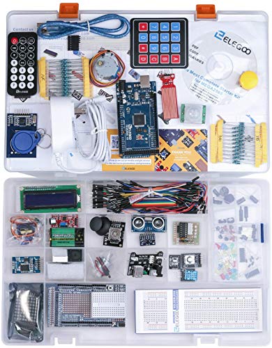 ELEGOO Conjunto Mas Completo y Avanzado de Iniciación Compatible con Arduino IDE Mega 2560 con Guías Tutorial en Español y Conjunto con Placa Controladora Mega 2560 R3, Servomotor, Motor Paso a Paso