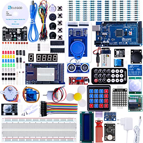 ELEGOO Conjunto Mas Completo y Avanzado de Iniciación Compatible con Arduino IDE Mega 2560 con Guías Tutorial en Español y Conjunto con Placa Controladora Mega 2560 R3, Servomotor, Motor Paso a Paso ELEGOO Conjunto Mas Completo y Avanzado de Iniciación Compatible con Arduino IDE Mega 2560 con Guías Tutorial en Español y Conjunto con Placa Controladora Mega 2560 R3, Servomotor, Motor Paso a Paso