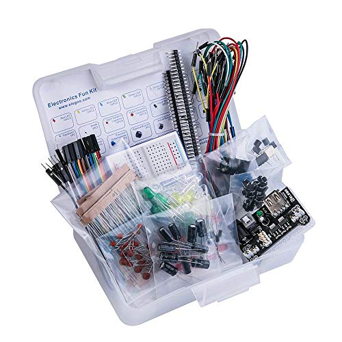 ELEGOO Kit de Componentes Electrónicos con Placa de Prototipos, Resistencias, Leds, Condensadores, Potenciómetro, para Kit de Aprendizaje UNO R3, Mega 2560, Raspberry Pi, Compatible con Arduino IDE