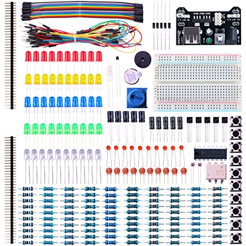 ELEGOO Kit de Componentes Electrónicos con Placa de Prototipos, Resistencias, Leds, Condensadores, Potenciómetro, para Kit de Aprendizaje UNO R3, Mega 2560, Raspberry Pi, Compatible con Arduino IDE ELEGOO Kit de Componentes Electrónicos con Placa de Prototipos, Resistencias, Leds, Condensadores, Potenciómetro, para Kit de Aprendizaje UNO R3, Mega 2560, Raspberry Pi, Compatible con Arduino IDE