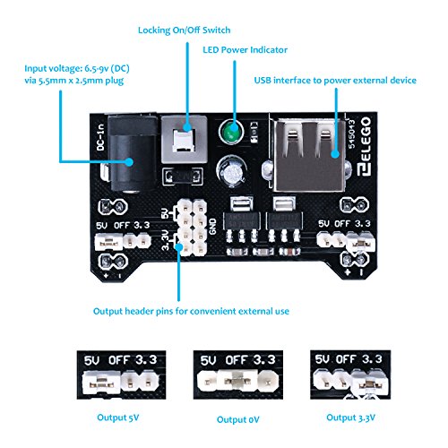 ELEGOO Kit de Componentes Electrónicos con Placa de Prototipos, Resistencias, Leds, Condensadores, Potenciómetro, para Kit de Aprendizaje UNO R3, Mega 2560, Raspberry Pi, Compatible con Arduino IDE