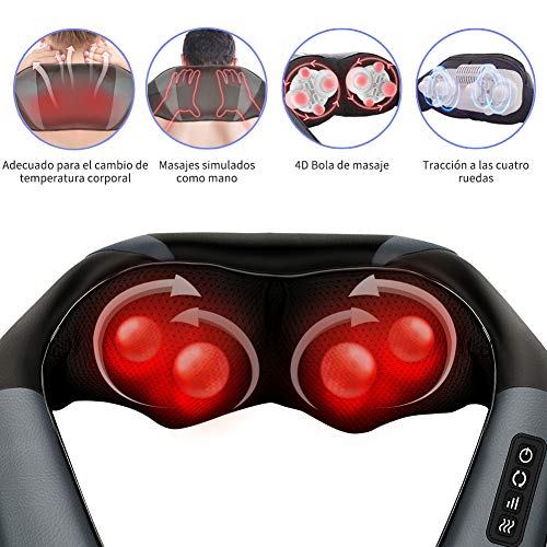 ELEHOT Masajeador Cuello Masajeador Cervical y Espalda Eléctrico Shiatsu 3D Rotación y Calentamiento ELEHOT Masajeador Cuello Masajeador Cervical y Espalda Eléctrico Shiatsu 3D Rotación y Calentamiento
