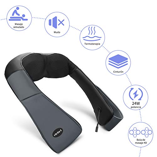 ELEHOT Masajeador Cuello Masajeador Cervical y Espalda Eléctrico Shiatsu 3D Rotación y Calentamiento ELEHOT Masajeador Cuello Masajeador Cervical y Espalda Eléctrico Shiatsu 3D Rotación y Calentamiento