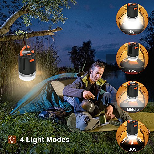 ELEPOWSTAR Lámpara Camping Recargable 8800mAh, 4 Modos, Impermeable Portátil Lámpara Camping LED, Linterna Camping para Pesca, Montaña y Otros Actividades Exteriores