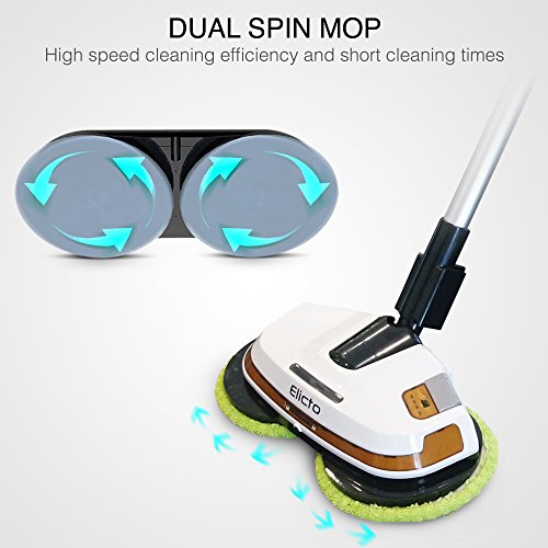 Elicto ES-500 - Esponja electrónica con cable y pulidor, tecnología de doble giro, función de spray de agua con 2 juegos de cabezales de microfibra reutilizables para uso en interiores y exteriores Elicto ES-500 - Esponja electrónica con cable y pulidor, tecnología de doble giro, función de spray de agua con 2 juegos de cabezales de microfibra reutilizables para uso en interiores y exteriores
