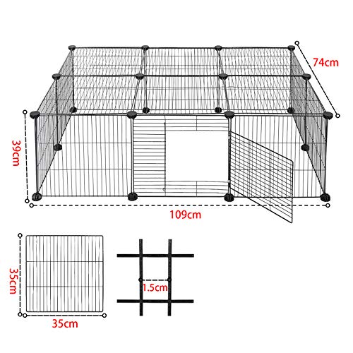 ELIGHTRY DIY Parque para Mascotas Jaula Perros Conejos Hámster Cobaya de Malla Metálica Valla para Animales Pequeños Ajustable Rejilla 109x74x39cm Negro XCWWL0003sz ELIGHTRY DIY Parque para Mascotas Jaula Perros Conejos Hámster Cobaya de Malla Metálica Valla para Animales Pequeños Ajustable Rejilla 109x74x39cm Negro XCWWL0003sz
