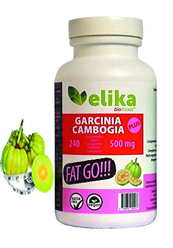 Elikafoods- Garcinia Cambogia Plus 60% HCA, 240 comprimidos 500mg, tratamiento para 2 meses!!! adelgazante, sin cafeína, ni estimulantes artificiales.100% natural, vegano y sin gluten.