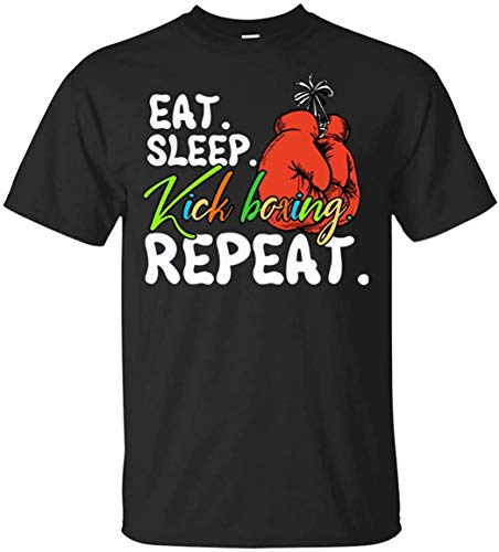 ELINELIN Custom tee Shirts Eat Sleep Kick Boxing Lover Repeat Day Tshirt Gift for Men Women Kids ELINELIN Custom tee Shirts Eat Sleep Kick Boxing Lover Repeat Day Tshirt Gift for Men Women Kids