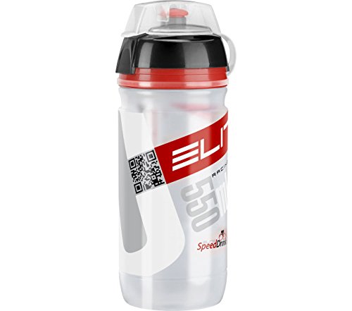 Elite Maxi Corsa  Bidón, Unisex Adulto, Transparente/Rojo, 1000 ml