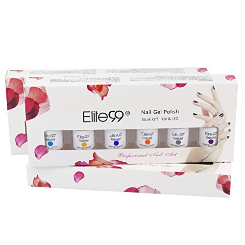 Elite99 6PCS Kit de Esmalte de Uñas de Gel UV LED Color Semipermanente Base Coat Top Coat Manicura y Pedicura 8ml - C006 Elite99 6PCS Kit de Esmalte de Uñas de Gel UV LED Color Semipermanente Base Coat Top Coat Manicura y Pedicura 8ml - C006