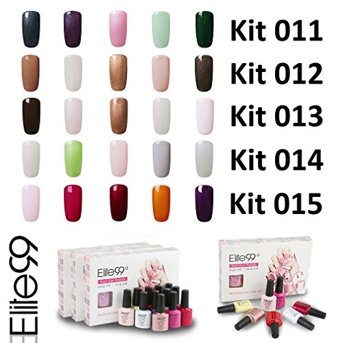 Elite99 Esmalte de Uñas Semipermanente Uñas de Gel UV LED Kit de Manicura 5pcs en Caja Pintauñas Soak off 7.3ml - Kit 001