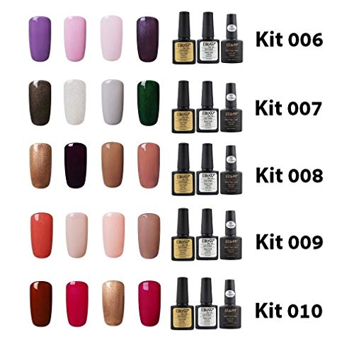 Elite99 Esmalte de Uñas Semipermanente Uñas de Gel UV LED Kit de Manicura 7pcs con Base Coat Top Coat de Brillo y Top Coat de Mate Pintauñas Soak off - Kit 001 Elite99 Esmalte de Uñas Semipermanente Uñas de Gel UV LED Kit de Manicura 7pcs con Base Coat Top Coat de Brillo y Top Coat de Mate Pintauñas Soak off - Kit 001