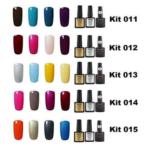 Elite99 Esmalte de Uñas Semipermanente Uñas de Gel UV LED Kit de Manicura 7pcs con Base Coat Top Coat de Brillo y Top Coat de Mate Pintauñas Soak off - Kit 001