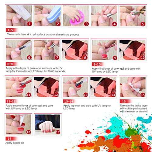 Elite99 Esmalte Semipermanente UV LED 6pcs Kit Uñas de Gel Pintauñas con Base y Top Coat Semipermanente Esmalte de Uñas Soakoff Manicura - 002 Elite99 Esmalte Semipermanente UV LED 6pcs Kit Uñas de Gel Pintauñas con Base y Top Coat Semipermanente Esmalte de Uñas Soakoff Manicura - 002