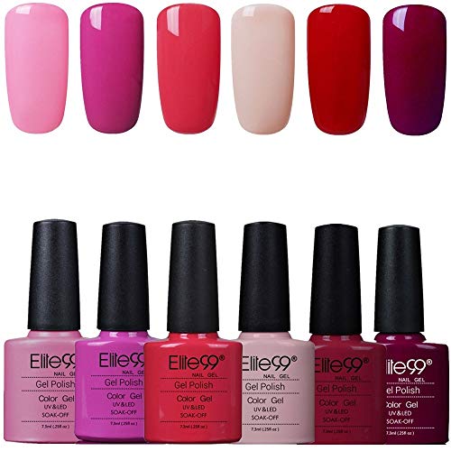 Elite99 Esmaltes Semipermanentes de Uñas en Gel UV LED, 6pcs Kit de Esmaltes de Uñas en Gel Soak Off 002 Elite99 Esmaltes Semipermanentes de Uñas en Gel UV LED, 6pcs Kit de Esmaltes de Uñas en Gel Soak Off 002