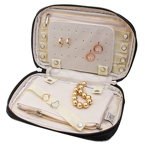 Ellis James Designs Estuche Organizador de Joyas de Viaje Elegante Bolso con Exterior Acolchado y Acolchado para protección - Mantiene Sus aretes, Collares y Otros Tesoros Seguros - Negro Ellis James Designs Estuche Organizador de Joyas de Viaje Elegante Bolso con Exterior Acolchado y Acolchado para protección - Mantiene Sus aretes, Collares y Otros Tesoros Seguros - Negro